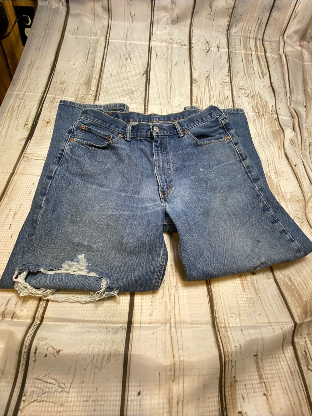 Levi’s Blue Distressed Relaxed Jeans for Men Grunge Sz-36/30